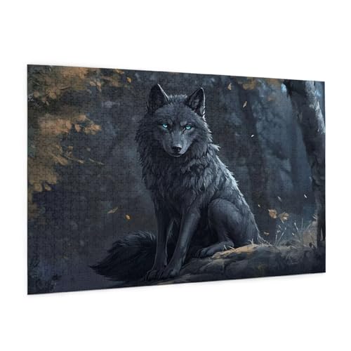 Wolf Puzzle 2000 Teile Erwachsene Puzzle Wald Muster Design mit Geschenkbox-Verpackung als Geschenk für Frauen, Anspruchsvolle Familienaktivität für Erwachsene Anfänger, Zimmer Deko 99 x 70 cm -2009y von Zyupwjyy