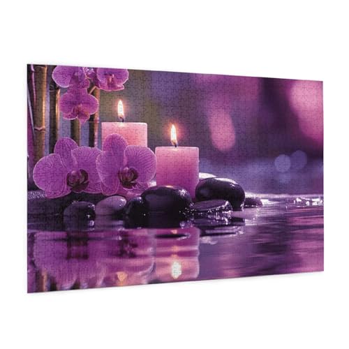 Zen Puzzle 1000 Teile Erwachsene Puzzle Lotosblume Muster Design mit Geschenkbox-Verpackung als Geschenk für Frauen, Anspruchsvolle Familienaktivität für Anfänger, Zimmer Deko 75 x 50 cm -41y von Zyupwjyy