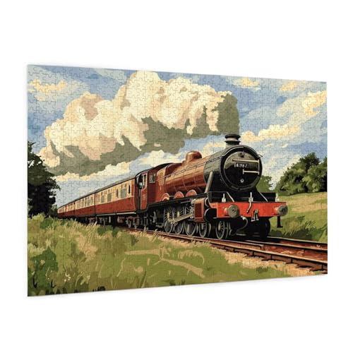 Zug Puzzle 1000 Teile Erwachsene Puzzle Landschaft Muster Design mit Geschenkbox-Verpackung als Geschenk für Frauen, Anspruchsvolle Familienaktivität für Anfänger, Zimmer Deko 75 x 50 cm -1883y von Zyupwjyy