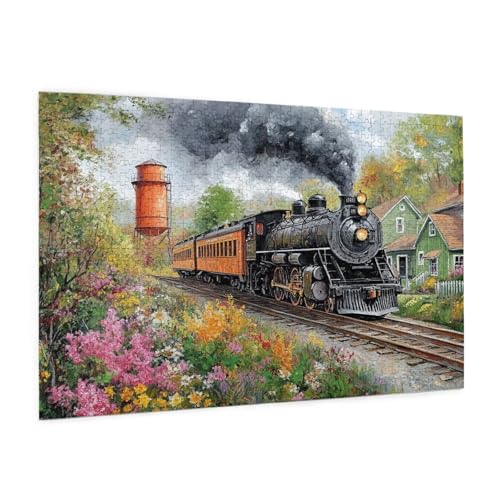 Zug Puzzle 300 Teile Erwachsene Puzzle Landschaft Muster Design mit Geschenkbox-Verpackung als Geschenk für Frauen, Anspruchsvolle Familienaktivität für Anfänger, Zimmer Deko 40 x 28 cm -1884y von Zyupwjyy
