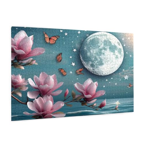 Zyupwjyy Blume Puzzle 5000 Teile Erwachsene Puzzle Mond Muster Design mit Geschenkbox-Verpackung als Geschenk für Frauen, Anspruchsvolle Familienaktivität für Anfänger, Zimmer Deko 105 x 156 cm -666y von Zyupwjyy
