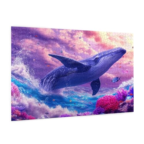 Zyupwjyy Tier Puzzle 1000 Teile Erwachsene Puzzle Delphin Muster Design mit Geschenkbox-Verpackung als Geschenk für Frauen, Anspruchsvolle Familienaktivität für Anfänger, Zimmer Deko 75 x 50 cm -152y von Zyupwjyy
