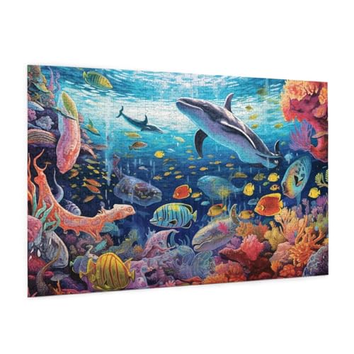 Zyupwjyy Tier Puzzle 2000 Teile Erwachsene Puzzle Delphin Muster Design mit Geschenkbox-Verpackung als Geschenk für Frauen, Anspruchsvolle Familienaktivität für Anfänger, Zimmer Deko 99 x 70 cm -153y von Zyupwjyy