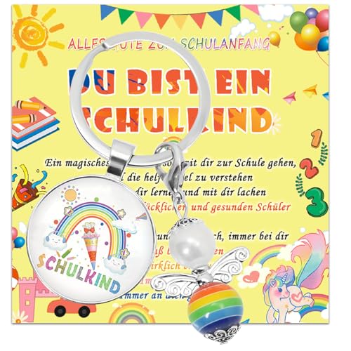 Schutzengel Schlüsselanhänger Schulkind 2025,Schulanfang Glücksbringer,Schultüte Füllung Schulanfang,Einschulung Geschenk Jungen Mädchen Kinder (E) von a ray of sunshine