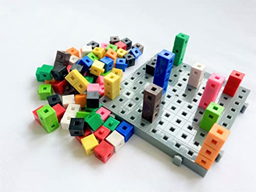 a2bsales 100 x 1 cm ineinandergreifende Würfel und Sockelleiste (10 cm x 10 cm) – Zählen Sie Verbindungsschnapp, Bauarbeiten, Mathematik, frühes Lernen – zusätzliche Tafeln erhältlich. von a2bsales