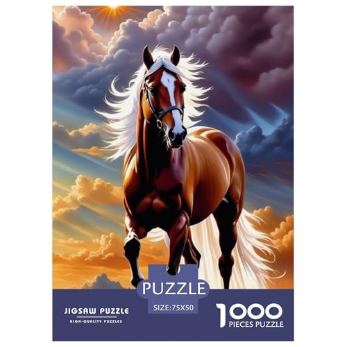 1000-teiliges Kunst-Pferde-Puzzle für Erwachsene, Holzpuzzle für Teenager, Geschenke, einzigartige Heimdekoration und Geschenke, 1000 Stück (75 x 50 cm) von aaaaab