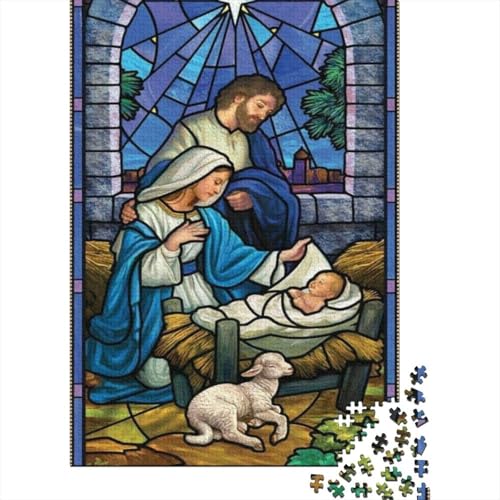 1000-teiliges Puzzle „Weihnachtszauber, Krippe“, quadratische Puzzles für Kinder und Holzpuzzles für die ganze Familie, 1000 Teile (75 x 50 cm) von aaaaab