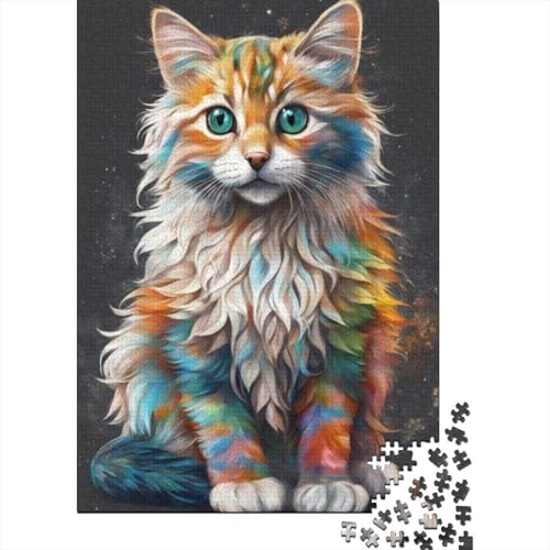 1000-teiliges Puzzle für Erwachsene, Kunst, Tier, Katze, quadratisches Puzzle für Kinder & Holzpuzzle, Heimdekoration, 1000 Stück (75 x 50 cm) von aaaaab