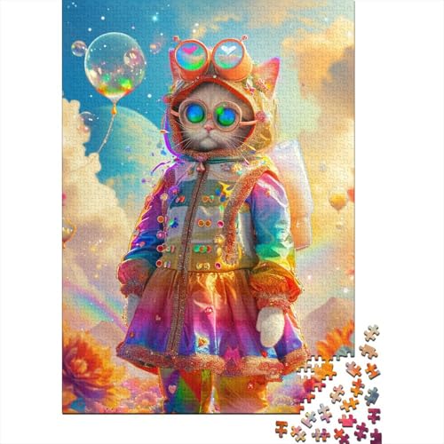 Cat_Alien Puzzle Familienspaß Rechteckiges Papierpuzzle für Kinder und Erwachsene ab 12 Jahren Geburtstagsgeschenk 38x26cm/1000 Teile von aaaaab