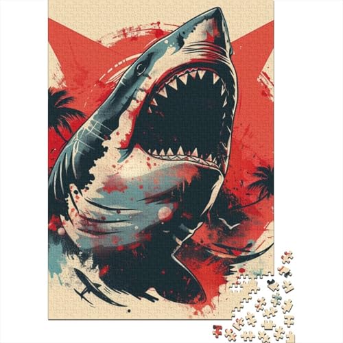 Hai-Puzzle, rechteckige Pappe, 100 Prozent recycelte Pappe, Puzzle für Erwachsene und Kinder, Ostergeschenke, 38 x 26 cm, 1000 Teile von aaaaab