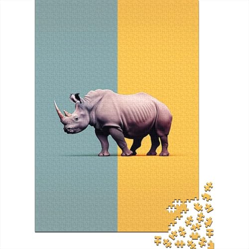 Nashorn-Puzzle, präzises ineinander greifendes rechteckiges Papierpuzzle für Jungen oder Mädchen, 70 x 50 cm/1000 Teile von aaaaab
