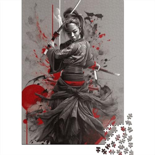 Puzzle 1000 Teile Japanisches Geisha-Samurai-Puzzle Puzzle für Erwachsene und Jugendliche Schwierigkeitsgrad Puzzle Holzpuzzle Lernspiel Spielzeug Familiendekoration 1000 Stück (75 x 50 cm) von aaaaab