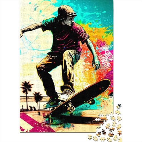Puzzle 1000 Teile für Erwachsene Skateboard 1000-teiliges Puzzle für Erwachsene und Jugendliche, kreatives Holzpuzzle, Lernspiele 1000 Teile (75 x 50 cm) von aaaaab
