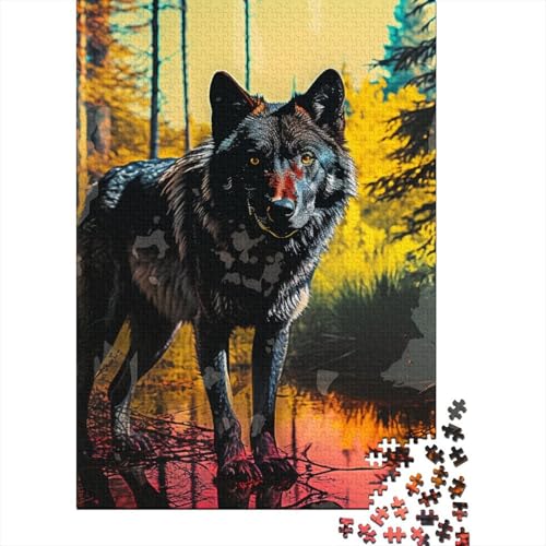 Wolf Puzzle DIY Spiel Papier Rechteckiges Puzzle für Jungen oder Mädchen Geburtstagsgeschenk 70x50cm/1000 Teile von aaaaab