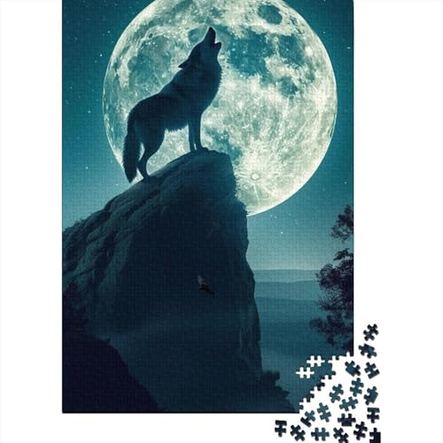 Wolf heult Puzzle DIY Spiel Papier Rechteckiges Puzzle für Jungen oder Mädchen Geburtstagsgeschenk 38x26cm/1000 Teile von aaaaab