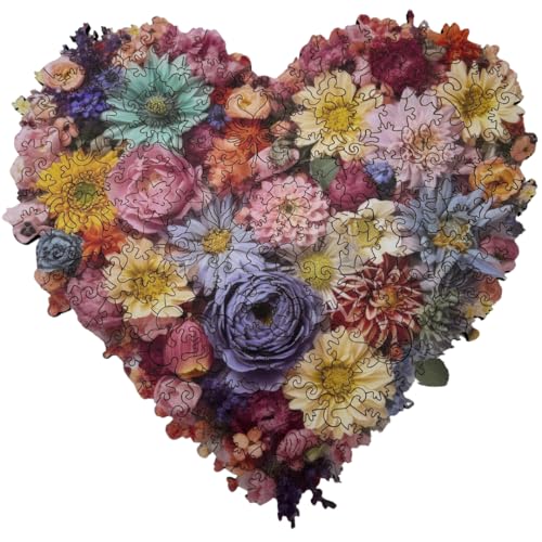 abc HOME | Puzzle | Holz | Herzform | Blumen | Ø 27 cm von abc HOME