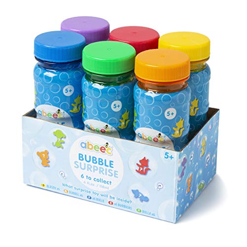 abeec 6 Bubble Surprise - 6 Stück Party Blasen mit Zauberstäben und Spielzeug Überraschung enthalten - 6 x 118ml Seifenblasenmischung Flaschen - Partytütenfüller oder Seifenblasenflüssigkeit für von abeec