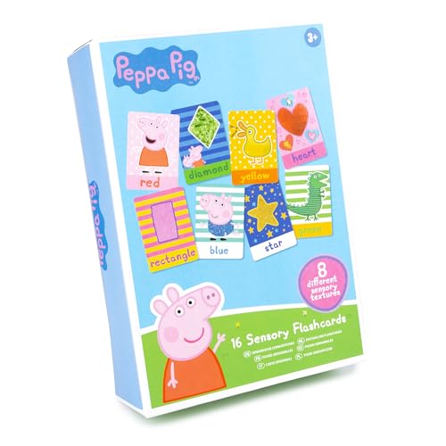 abeec Peppa Pig 16 sensorische Lernkarten – Sensorisches Spielzeug für Babys ab 3 Jahren – Peppa Pig Spielzeug – Pass The Parcel, Flugzeugaktivitäten, Geburtstagsgeschenke – Lernressourcen – von abeec