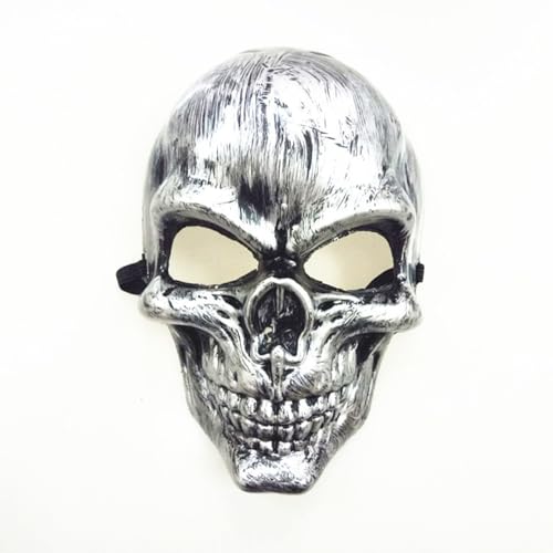 achard Halloween-Totenkopf-Maske, Halloween-Maske für Erwachsene, voller Kopf, gruselig, realistisch, Skelett-Maske für Cosplay-Party, Silbergrau von achard
