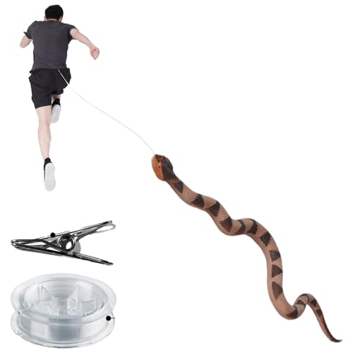 Gefälschtes Schlangenspielzeug – Silikonschlange an einem Schnurstreich, Schlangenstreich mit Schnurclip | Modell Requisiten Schlange kniffliges Spielzeug, kniffliges gefälschtes Schlangenspielzeug, s von acime