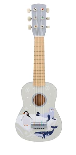 Kindergitarre aus Holz, Gitarre für Kinder ab 3 Jahre, 53x17x5 cm, 6-saitige Spielzeuggitarre, Nylonsaiten - mit arktischen Tieren verziert - bemaltes Holz - Musikinstrumente für Kinder von adam toys