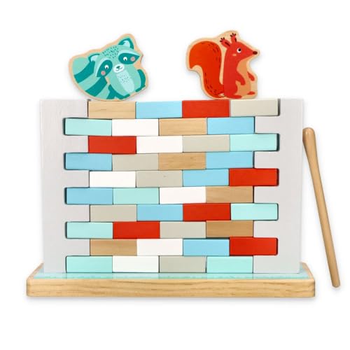 Wackelmauer Spiel, Intelligenz Spiel für Kinder, aus Holz, Kreatives Spiel zum Einreißen Einer Wand, Arcade-Spiel für Kinder ab 3 Jahren - 40 Dominosteine, 2 Tierfiguren, Stock - Mauerspiel Wackelmauer Spiel, Intelligenz Spiel für Kinder, aus Holz, Kreatives Spiel zum Einreißen Einer Wand, Arcade-Spiel für Kinder ab 3 Jahren - 40 Dominosteine, 2 Tierfiguren, Stock - Mauerspiel von adam toys