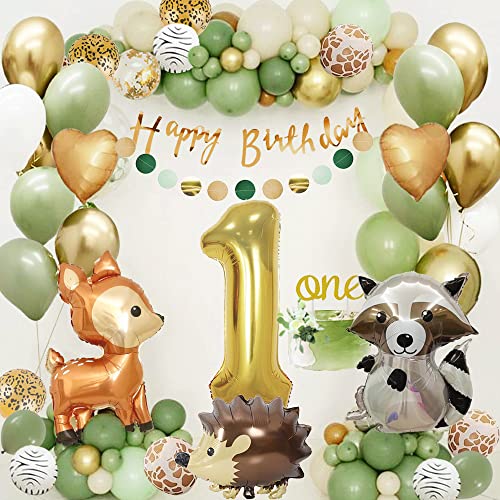 1 Geburtstag Junge Mädchen, Dschungel Kindergeburtstag Deko 1 Jahr, Grüne Luftballon 1 Geburtstagsdeko, Wild One Geburtstagsdeko, Wild One Waldtiere Alles Gute zum Banner für Kinder Deko 1 Geburtstag Junge Mädchen, Dschungel Kindergeburtstag Deko 1 Jahr, Grüne Luftballon 1 Geburtstagsdeko, Wild One Geburtstagsdeko, Wild One Waldtiere Alles Gute zum Banner für Kinder Deko von adaziau
