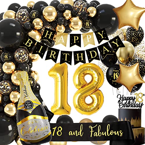 18 Geburtstag Deko, 18 Geburtstag Junge Mädchen, Geburtstagsdeko 18, Schwarz Gold Deko mit Happy Birthday Girlande, Deko 18. Geburtstag, Luftballon 18 für 18 Männer Geburtstag Dekorationen 18 Geburtstag Deko, 18 Geburtstag Junge Mädchen, Geburtstagsdeko 18, Schwarz Gold Deko mit Happy Birthday Girlande, Deko 18. Geburtstag, Luftballon 18 für 18 Männer Geburtstag Dekorationen von adaziau