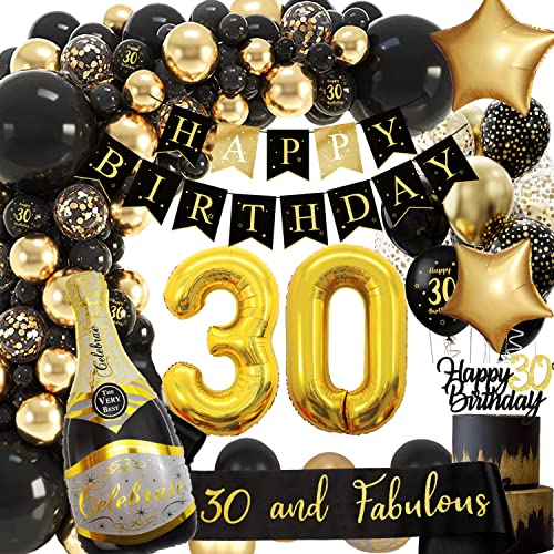 30 Geburtstag Deko, 30 Geburtstag Mann Frauen, Geburtstagsdeko 30, Schwarz Gold Deko mit Happy Birthday Girlande, Deko 30 Geburtstag, Luftballon 30 für 30 Männer Geburtstag Dekorationen 30 Geburtstag Deko, 30 Geburtstag Mann Frauen, Geburtstagsdeko 30, Schwarz Gold Deko mit Happy Birthday Girlande, Deko 30 Geburtstag, Luftballon 30 für 30 Männer Geburtstag Dekorationen von adaziau