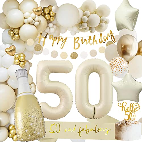 50 Geburtstag Deko, 50 Geburtstag Frauen Männer, Geburtstagsdeko 50, Beige Gold Ballon Deko mit Happy Birthday Girlande, Deko 50. Geburtstag Luftballons für 50. Geburtstag Dekorationen 50 Geburtstag Deko, 50 Geburtstag Frauen Männer, Geburtstagsdeko 50, Beige Gold Ballon Deko mit Happy Birthday Girlande, Deko 50. Geburtstag Luftballons für 50. Geburtstag Dekorationen von adaziau