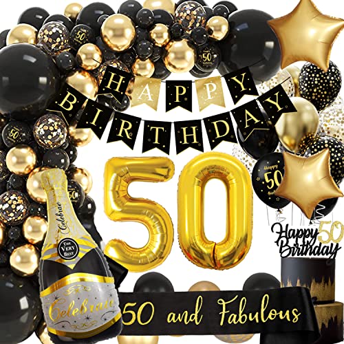 50 Geburtstag Deko, Geburtstagsdeko 50 Mann Frauen, Schwarz Gold Deko mit Happy Birthday Girlande, Deko 50 Geburtstag Luftballon 50 für 50 Männer Geburtstag Dekorationen 50 Geburtstag Deko, Geburtstagsdeko 50 Mann Frauen, Schwarz Gold Deko mit Happy Birthday Girlande, Deko 50 Geburtstag Luftballon 50 für 50 Männer Geburtstag Dekorationen von adaziau