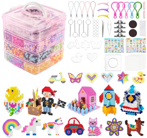 adorbox 14900 Stück Bügelperlen Set, 36 Farben 5MM Steckperlen mit 6 Bügelperlen Platten, 4 Stück 6 Raster Rosa Sortierbox 120 Muster 5 Bügelpapier Zubehör, für Geburtstag Weihnachten Geschenk DIY adorbox 14900 Stück Bügelperlen Set, 36 Farben 5MM Steckperlen mit 6 Bügelperlen Platten, 4 Stück 6 Raster Rosa Sortierbox 120 Muster 5 Bügelpapier Zubehör, für Geburtstag Weihnachten Geschenk DIY von adorbox