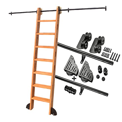 Rundrohr-Bibliotheks-Hardware-Set, Schienen-Kit (ohne Leiter), Rollleiter, Hardware-Kit mit Bodenrollenrädern (Größe: 600 cm Schienen-Set) (500 cm Schienen-Kit) von adsfvjndjcvdjcnjzsd
