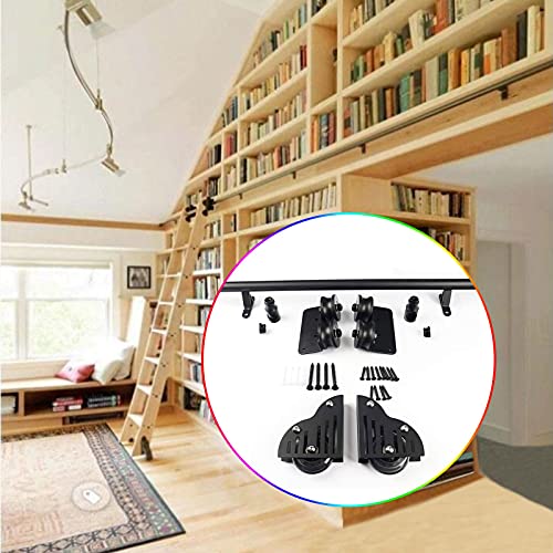 Schiebe-Bibliotheksleiter-Hardware-Set, 1 m - 6 m, Schiebetür-Set, Schiebeleiter, Hängeschiene, komplettes Set, Hardware + Verlängerungsschiene (ohne Leiter) (Größe: 100 cm Schienen-Kit) (100 cm von adsfvjndjcvdjcnjzsd