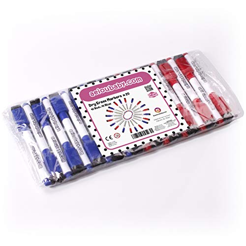 aeioubaby.com 20 Magnetische Whiteboard-Marker mit integriertem Löscher| Spezielle Trockenlöschung | Set 10 Rot + 10 Blau | Ideale Packung für Zuhause, Schule und Büro aeioubaby.com 20 Magnetische Whiteboard-Marker mit integriertem Löscher| Spezielle Trockenlöschung | Set 10 Rot + 10 Blau | Ideale Packung für Zuhause, Schule und Büro von aeioubaby.com