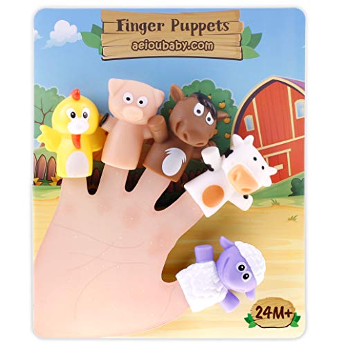 aeioubaby.com Fingerpuppen für Kinder und Babys | 5 Bauernhoftiere | PVC-Handpuppen ohne BPA | Badespielzeug | Handpuppen Geschichten von aeioubaby.com