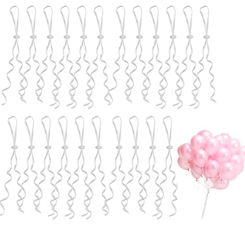 100 Stück Helium Balloon Gas,Ballonverschlüsse Helium mit Schnur, Gasflasche Klein Luftballon Verschluss, Ballonband mit Schnellverschluss - für Hochzeitsfeier, Geburtstag Party Weiß von afhgdjr