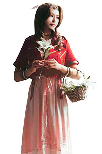 agfosa FF7 Cosplay Aerith Outfit Kostüm Damen Anime Kleid Aerith Gainsborough L von agfosa