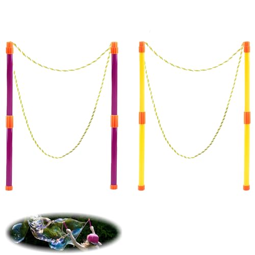 2 Paar Seifenblasenstab Für Kinder Riesenseifenblasen Set Seifenblasen Flüssigkeit, Seifenblasen Groß Gartenspielzeug Kinder, Ausziehbares Design Seifenblase Stick Sommerparty, Spielzeug im Freien von agogue