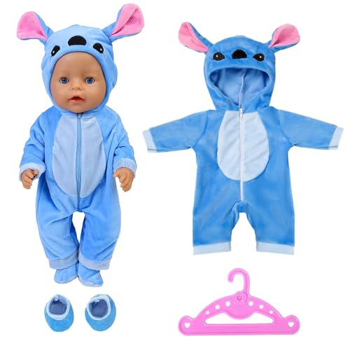 Zubehör Kleidung 43 cm Kleidung Puppenkleidung 43 cm,Babyborn Kleidung für 43 cm Puppenzubehörür Mädchen und Jungen(Enthält Overall, Socken und Kleiderbügel) von agogue