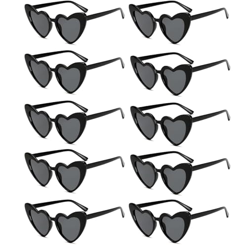agogue 10 Stück Herz Sonnenbrille, Sonnenbrille Herzform, Schwarz Partybrillen Set, Mode Brillen für Damen Herren Kinder Party Reise Fotoshooting Ideal für Party Hochzeit Festival agogue 10 Stück Herz Sonnenbrille, Sonnenbrille Herzform, Schwarz Partybrillen Set, Mode Brillen für Damen Herren Kinder Party Reise Fotoshooting Ideal für Party Hochzeit Festival von agogue