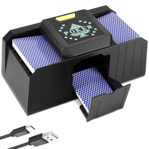 Kartenmischmaschine Elektrische,Automatischer Kartenmischer,Kartenmischmaschine Elektrische für 1-2 Deck,für Heim-Partyspiel, Blackjack, Poker, Texas Hold Em, Batteriebetrieben,Typ-C-Steckeinsatz von aichilra