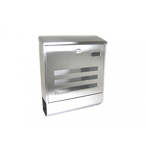 airbrush-city Briefkasten Edelstahl mit 3 Langen Sichtfenstern und Zeitungsrolle Modell 918 Postbox Mailbox Letterbox Zeitungsbox von airbrush-city