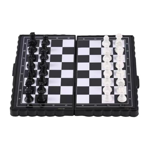 ajvar Lernschachspielzeug, 13 x 13 cm großes tragbares magnetisches Schachpädagogikspielzeug, zusammenklappbares, haltbares Magnetschach für die Reise für Anfänger, Kinder und Erwachsene von ajvar