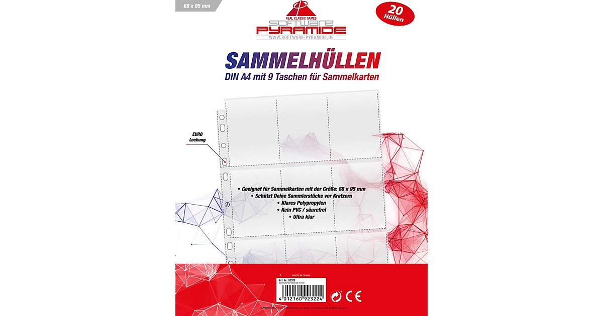 Sammelkarten Hüllen DinA4 20er Pack Sammelkarten Hüllen DinA4 20er Pack von ak tronic