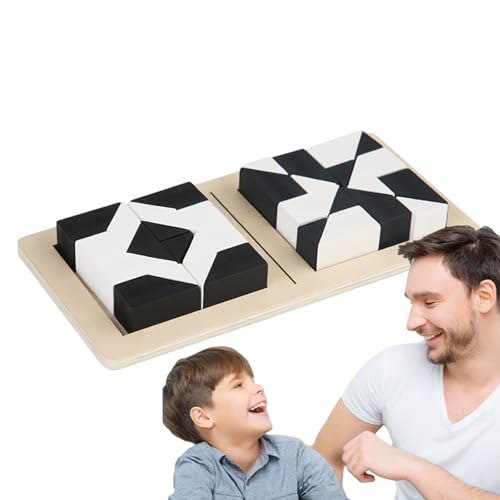 akoba Verstecktes Holzblock-Puzzle, verstecktes Puzzle-Bausteinspielzeug, magisches Holzblockspiel, logisches Denkspielzeug mit Schwarz-Weiß-Geometrie, interaktives Eltern-Kind-Tischspiel von akoba
