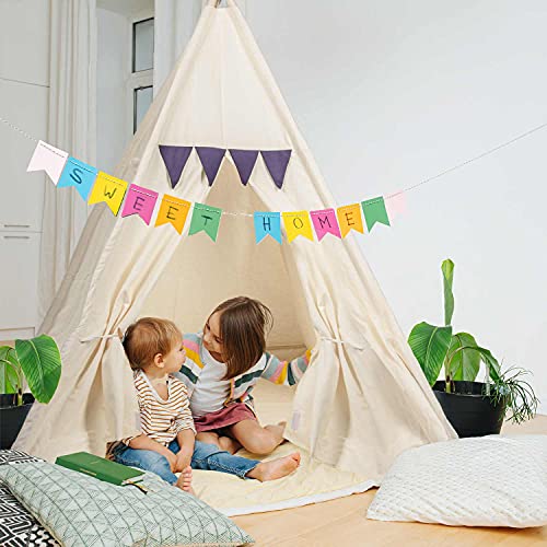Kinder-Spielzelt Tipi Kinderzelt aus 100% Naturmaterialien; Kinderzimmer Indianer-Zelt aus Baumwolle & Holz für Drinnen & Draußen (Beige) von all Kids United