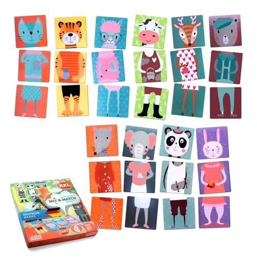 all Kids United® Mix & Match Tiere Kinder-Puzzlespiel; Kreatives Puzzle-Set Legekarten-Spiel zum Lernen & Spielen; Tierpuzzle mit XXL Legekarten von all Kids United