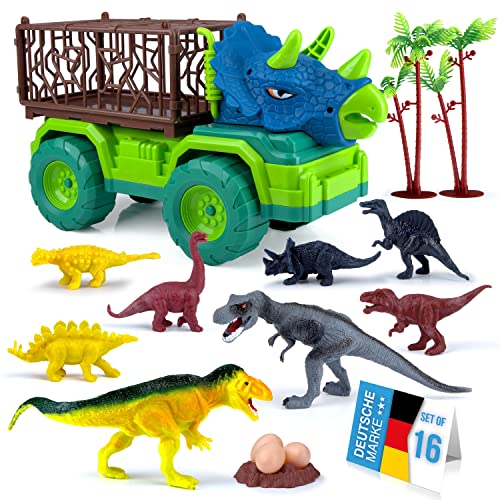 all Kids United Dinosaurier Spiel-Set Truck mit Dino-Figure | Spielmatte, Zubehör & Militär Lastwagen mit Tier-Käfig | Abenteuer Spielzeug für Kinder (Dino Set mit Truck) von all Kids United