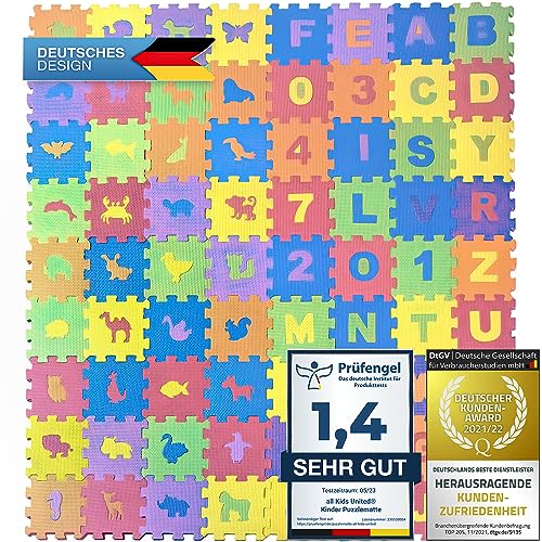 all kids United® Kinder Puzzlematte 118 x 132 cm - Kinderteppich Spiel-Teppich Schadstofffrei Spielmatte Eva Schaumstoff-Matte (XL - 144-teilig) von all Kids United
